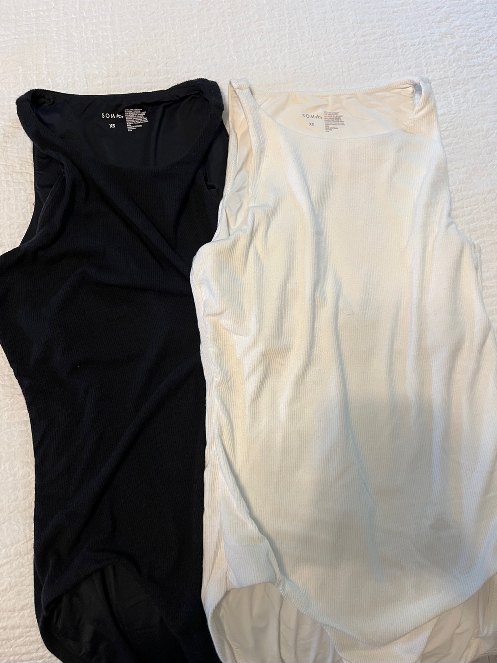 Soma Ribbed Bodysuit Duo — Black & White XS
